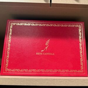 Rene Caovilla Luxurious Red Box with Gold Accents